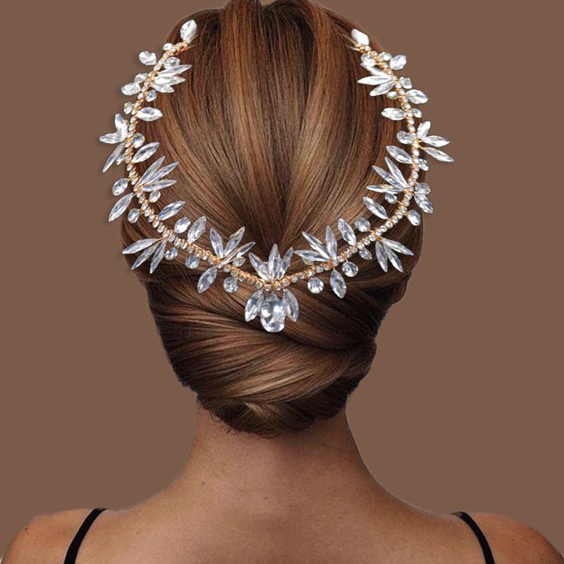 Νυφικό κολιέ Χειροποίητο νυφικό από στρας Αξεσουάρ μαλλιών Μαλακό κρεμαστό κόσμημα με κορδέλα_voghion.com