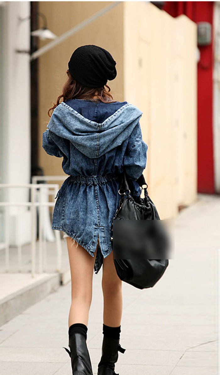 Τζιν μπουφάν για κορίτσια, oversized hoodie, κουκούλα, τζιν μπουφάν, σχέδιο μόδας, γυναικείο παλτό_voghion.com