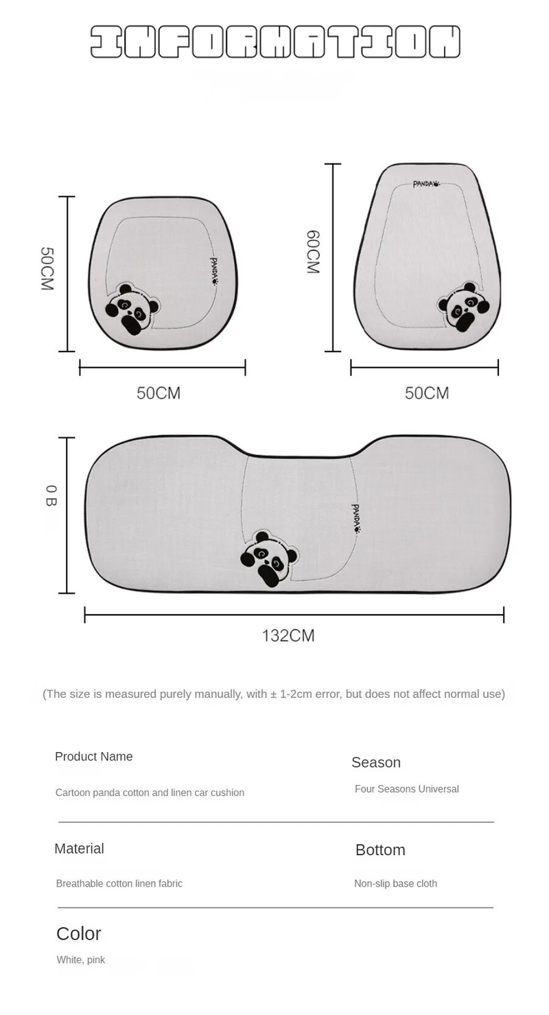 Nuovo cuscino in lino con motivo panda, antiscivolo e traspirante, per la maggior parte delle auto, per tutte le stagioni, universale_voghion.com