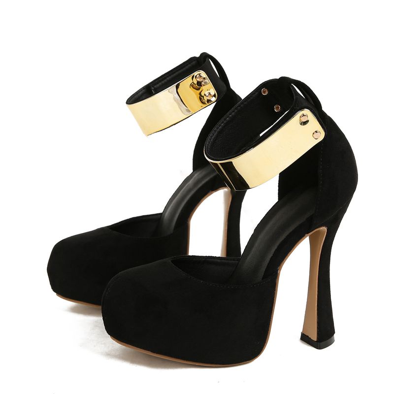 Women's Shoes Heels Clothing Tops Women's Fashion 16cm High Heels Women's Shoes Sexy Black Waterproof Platform One Strap High Heels_voghion.com