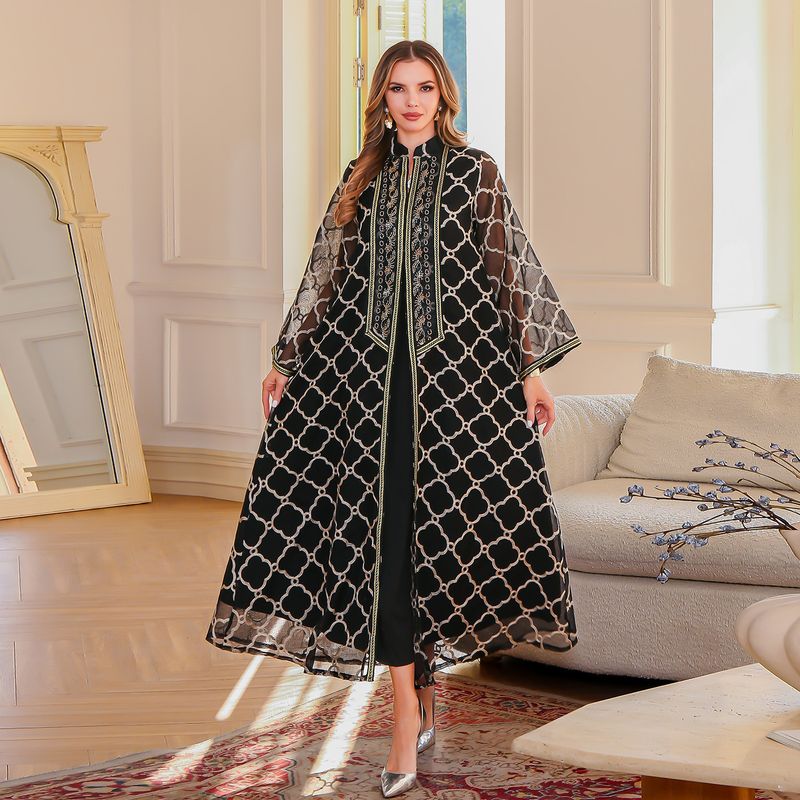Verve Dubai Abaya Elegante Kleidung Bestickte Robe Muslimische Frauen Langes Kleid_voghion.com