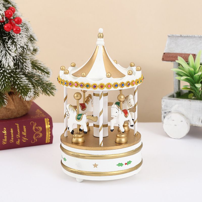 Christmas carousel music box creative birthday gift wind up music box children's Christmas decorations_voghion.com