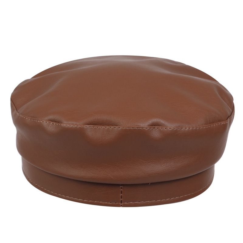 Trendy fashionable PU fl top beret British trendsetters, handsome octagonal for men women, casual and trendy hip-hop_voghion.com