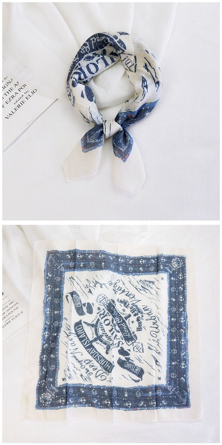 Quadratischer Schal aus Baumwollleinen – kleiner Seidenschal für Damen (koreanischer Stil, Frühling & Herbst, dünn & leicht, modisches Haarband & dekoratives Wickeltuch)_voghion.com