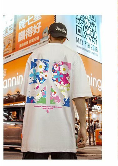 C&J Oversize moda narodowa moda hip-hop niedźwiedź koszulka z krótkim rękawem moda męska luźna duża para pół rękawa_voghion.com