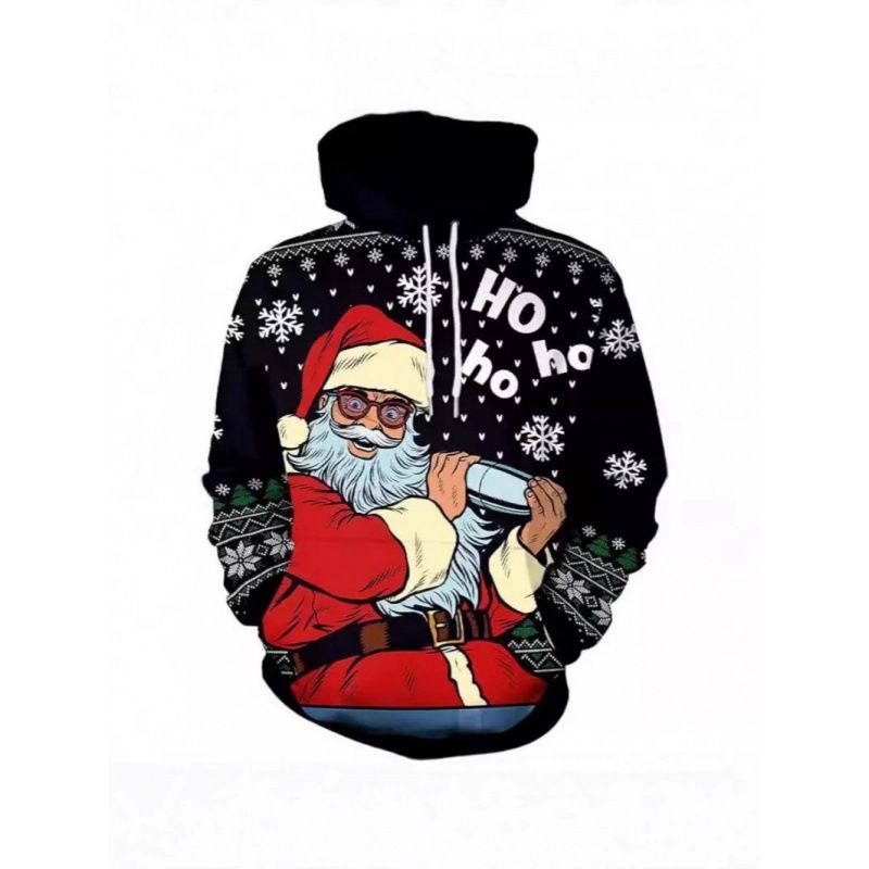 boy Cross-Border Foreign Trade Hot-Selling Autumn And Winter Men's New Digital Print Christmas Series Hooded Sweatshirt_voghion.com