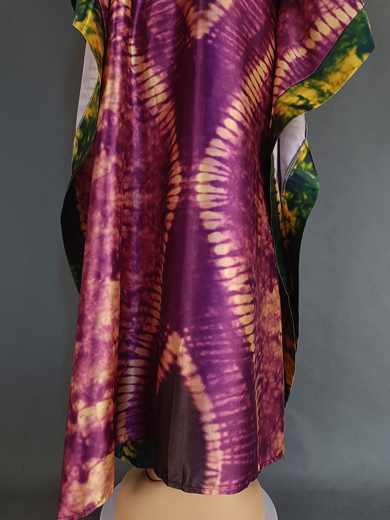 Women's Clothing Digital Printing Simulation Silk Satin Loose Trousers Robe Two Piece Suit_voghion.com