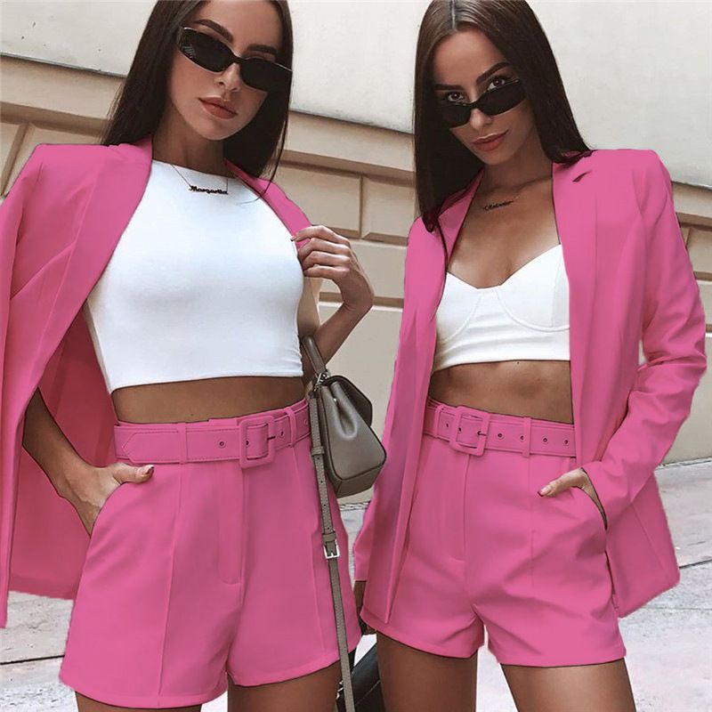 Blazer e tailleur da donna in tinta unita, nuovi in stile (con cintura)_voghion.com