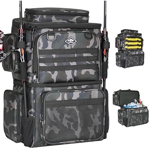 rillrun Mit Rutenhalter, Herren-Box-Rucksack, 42L Große Ausrüstungstasche Store Equipment, Grüne Tarnung, Angelrucksack_voghion.com