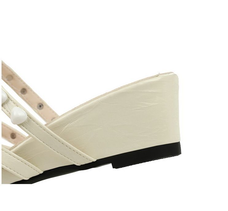 Pearl Chain Bag Head Drag, Comfortable And Versatile Outside Wear, High-end Temperament, One-pedal Women's Shoes_voghion.com
