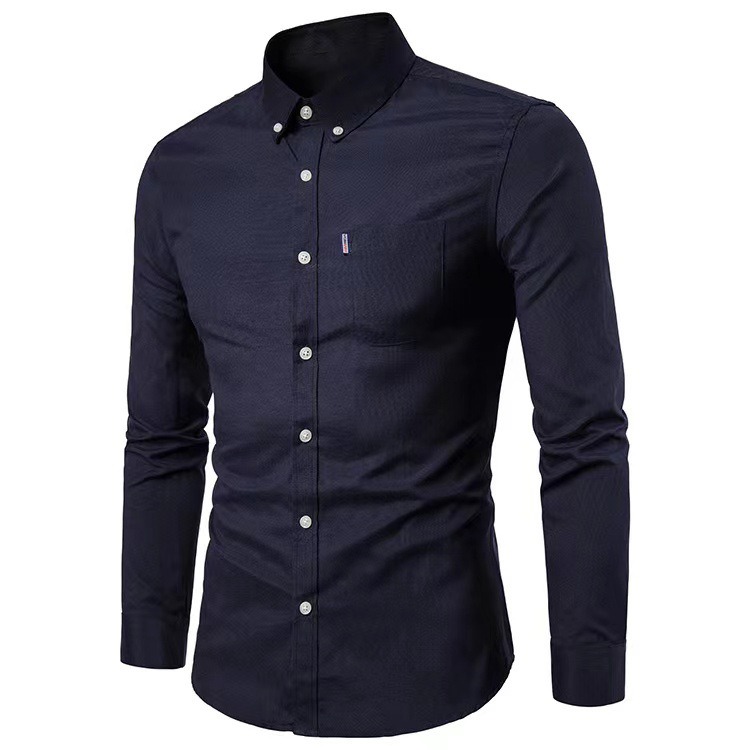 Nuova camicia a maniche lunghe Oxford Spinning Edizione coreana Non stirabile Slim Fit Tinta unita Abbigliamento casual da uomo per il centro_voghion.com