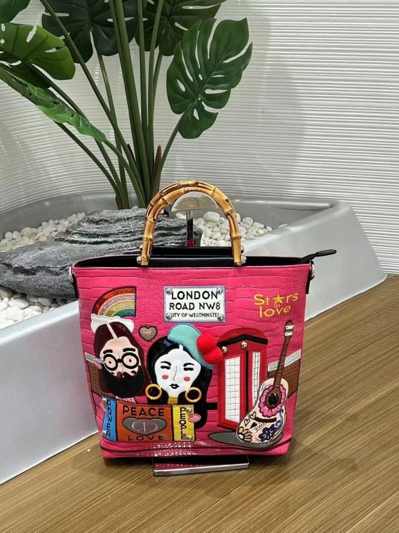 Borse da donna, borse da donna retrò, nuove borse in bambù con ricamo abbinato, borsa a tracolla versatile e di grande capacità_voghion.com