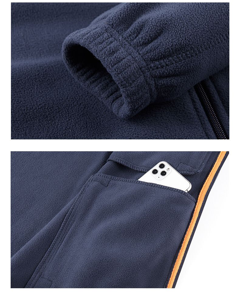 Men's Polar Fleece Jacket – Stand Collar Winter Warmth | Multi-Pocket Design | Dark Gray/Black/Royal Blue/Khaki | M-XXXXL_voghion.com