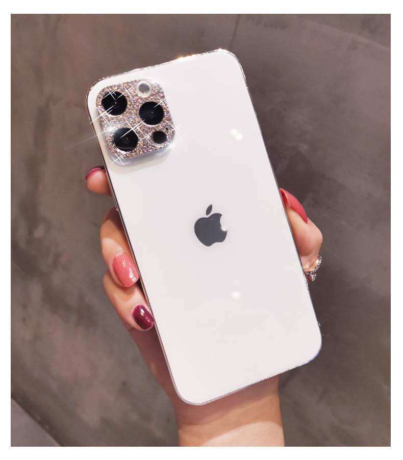 Custodia protettiva per obiettivo della fotocamera con diamante lucido Bling per iPhone 13 12 Mini 11 14 Pro Max Pellicola protettiva per schermo in metallo con strass glitter_voghion.com