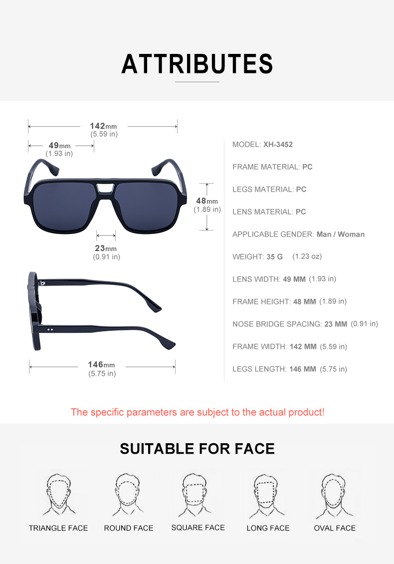 ActiveGo European And American Retro Double Bridge For Men Large Frame Driving Sunglasses Men's Outdoor Hiking Sun Protection_voghion.com
