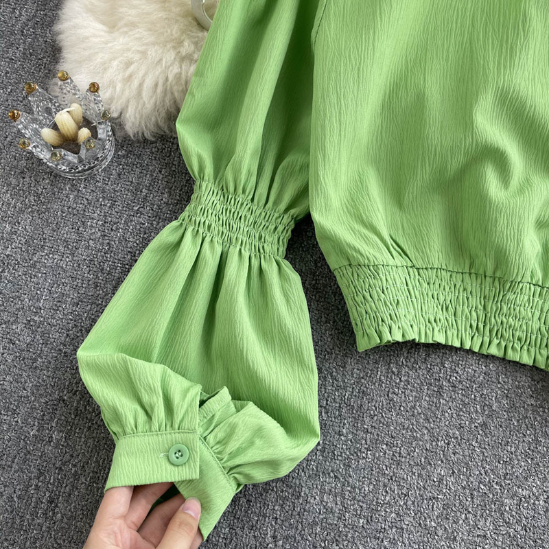 Camicie da donna con maniche a sbuffo, camicie sciancrate, corte, chic, eleganti, belle, eleganti, bianche_voghion.com