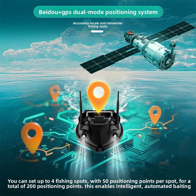 V803GPS New Model Remote Control Boat Electric Four Bait Compartments Dual Antenna 200 Fishing Points With Fish Finder_voghion.com