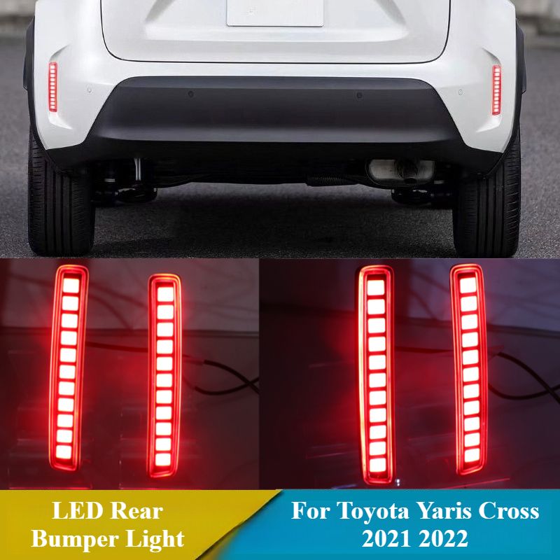 Voor Toyota Yaris Cross 2021 2022 2 stuks LED-achterbumperverlichting, gemodificeerde mistachterlicht DRL, rem, dynamische richtingaanwijzer, 12V dagrijverlichting_voghion.com