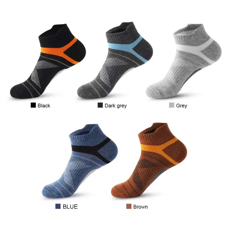 5 paia di calzini sportivi da corsa neri traspiranti corti in cotone casual estivi da uomo di alta qualità taglia 38-45_voghion.com