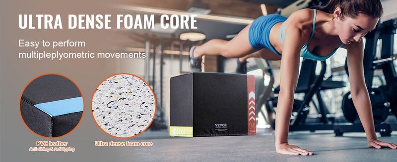 VEVOR 3 In 1 Plyometric Jump Box, 16/14/12 Inch Cotton Plyo Box, Platform & Jumping Agility Box, Anti-Slip Fitness Exercise Step Up Box For Home Gym Training, Conditioning Strength Training, Black_voghion.com
