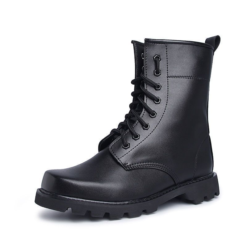 European Warm Series Summer Training High Top Spring Autumn Combat Men Genuine Leather Mesh Shoes Black Security Boots Women_voghion.com