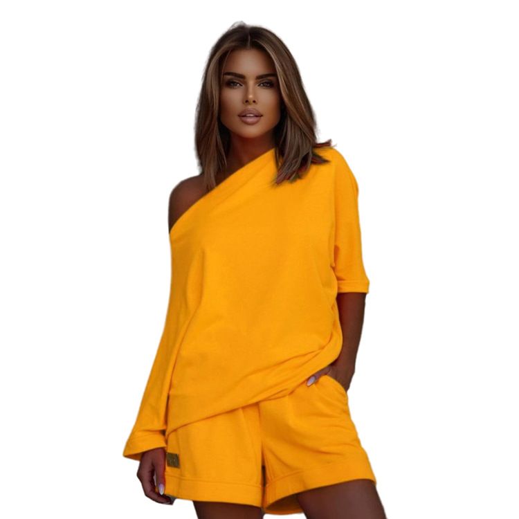 Women's Fashion Trendy Sweatshirt And Pants Off-Shoulder Loose Two-Piece Set 2022 New Style_voghion.com