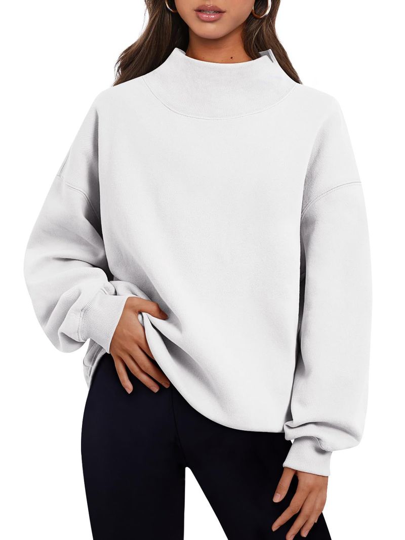 Women's sweatshirt long sleeve turtleneck pullover sweatshirt casual sweatshirt fleece top_voghion.com