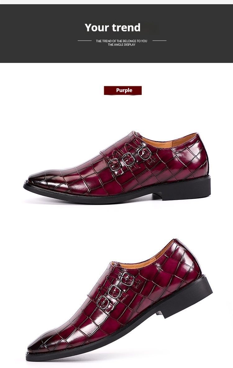 Couvre-chaussures en cuir à bout pointu pour hommes d'affaires britanniques, sangles de pied, boucles, tenue formelle, couvre-chaussures de marié grande taille, sangles, boucles, tenue,_voghion.com