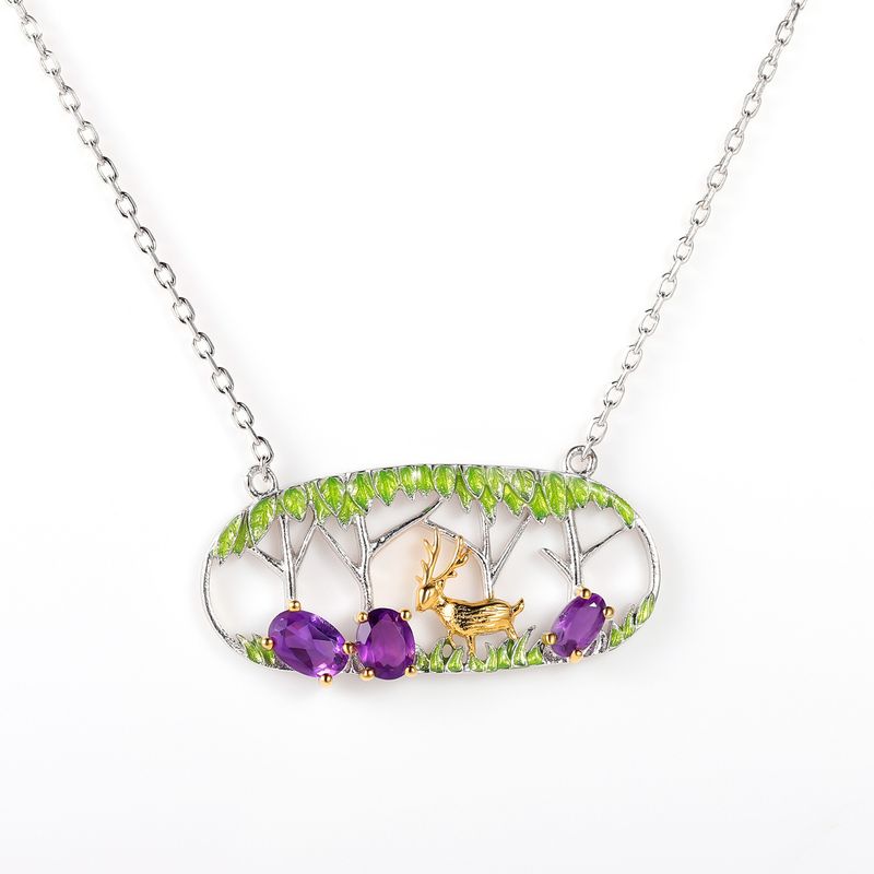 Yoyo Luming Halskette S925 Sterling Silber Naturfarbener Edelstein Anhänger Nischendesign Schmuck Halskette für Frauen_voghion.com