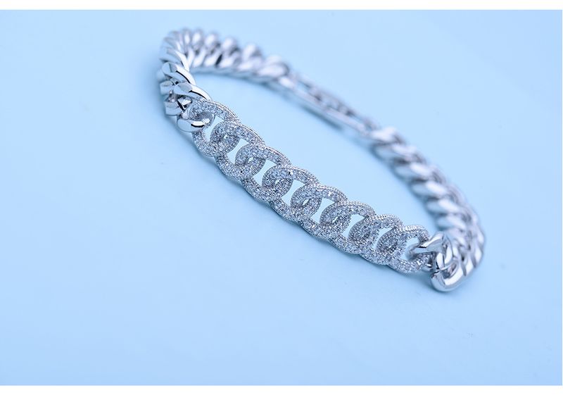 Vrouwen sieraden Cubaanse kettingarmband met diamant messing zirkoon armband High-end hiphop persoonlijkheid hand sieraden_voghion.com