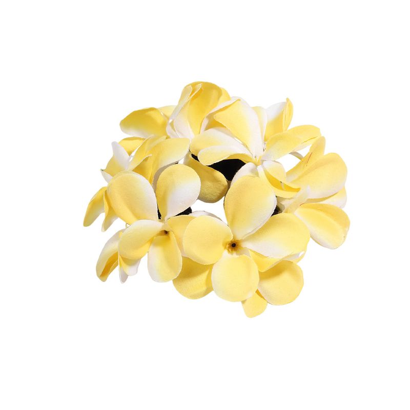 Elastico per capelli realistico Plumeria - Accessorio per capelli Boho Vacation Beach Girl Bun Elastico per capelli ad alta elasticità_voghion.com