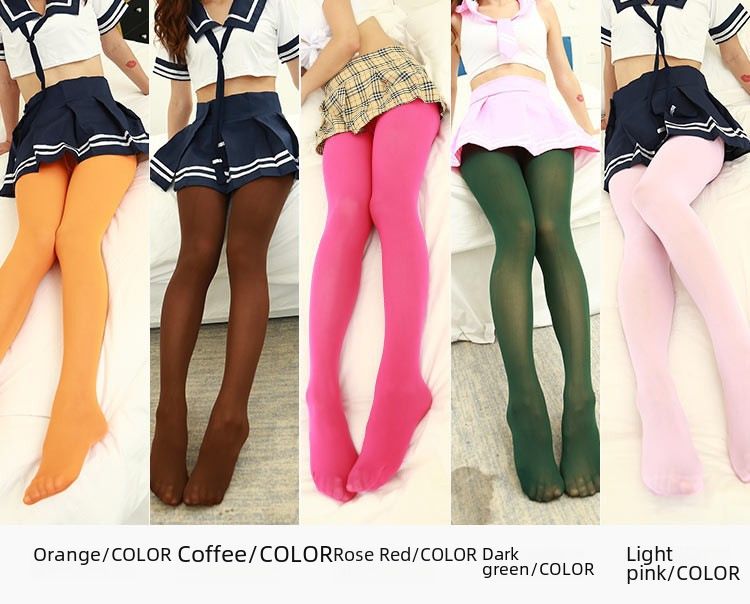 Chaussettes de fond de couleur chair opaques de printemps et d'automne, collants de couleur bonbon, pieds plus entrejambe, chaussettes de jambe 100D_voghion.com