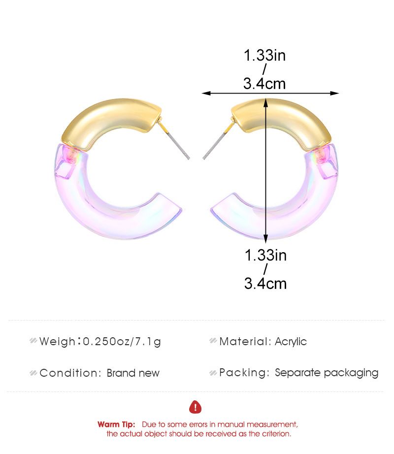 Niche High Transparent Double Color Acrylic Earrings Gradient Color Double C- shaped Earrings Women's Environmental_voghion.com