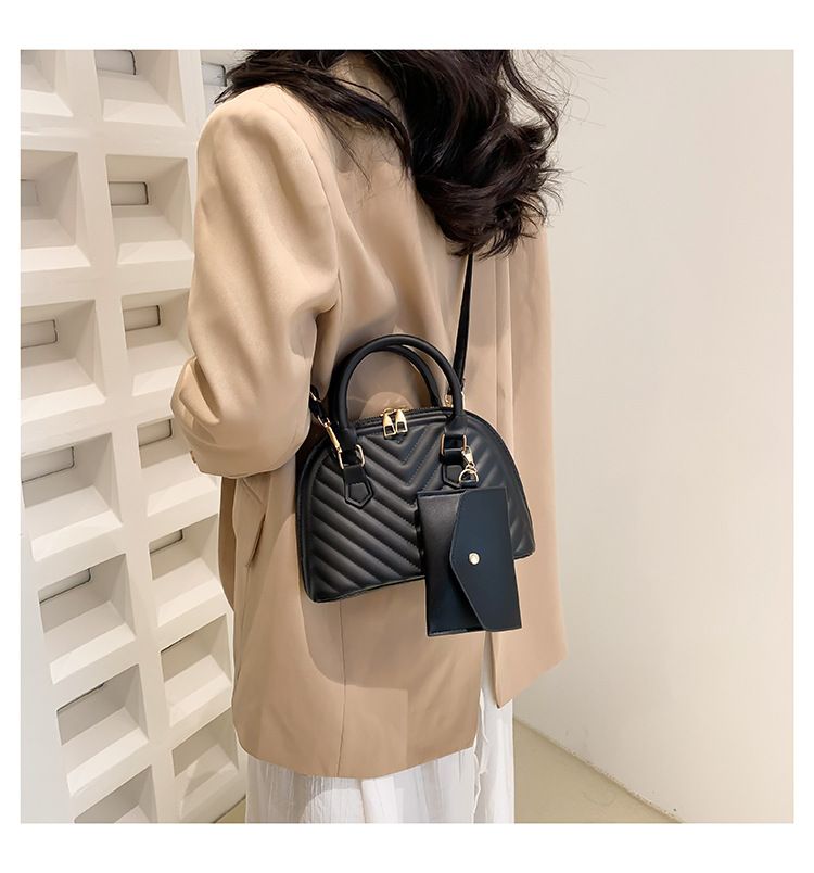 Borse da donna, borse popolari primaverili, borse da donna alla moda e versatili, borse a conchiglia a righe in due pezzi, borsa a tracolla singola piccola per temperamento femminile_voghion.com