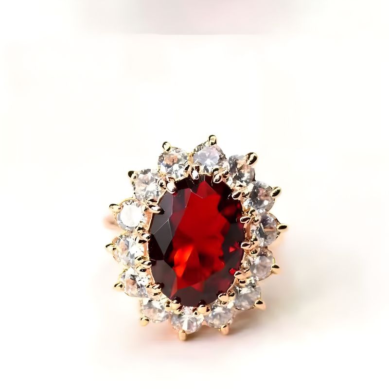 Daifei Style Blue Oversized Pigeon Egg Red Crystal Inlaid Index Finger Ring, Tanzanite Colored Women's Ring_voghion.com