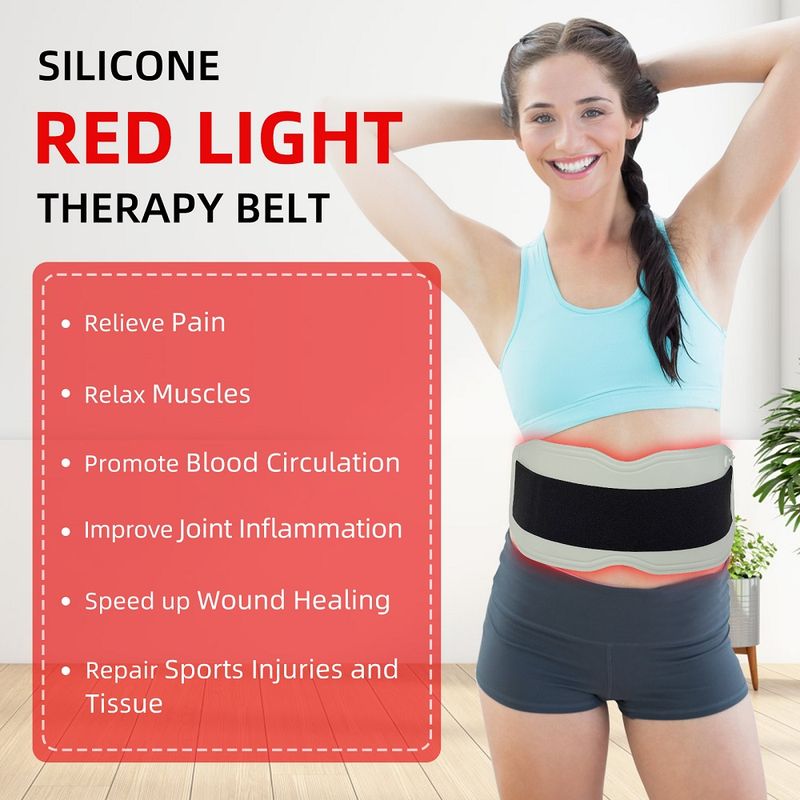 Cintura LED 660nm Luce rossa e 850nm 940nm Dispositivo terapeutico a infrarossi vicino per il sollievo dal dolore alla schiena e alla vita_voghion.com