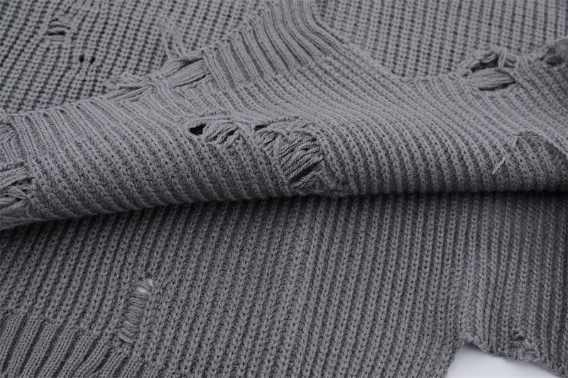 Pull ample déchiré pour homme, pull ample à col rond et monogramme brodé tendance_voghion.com