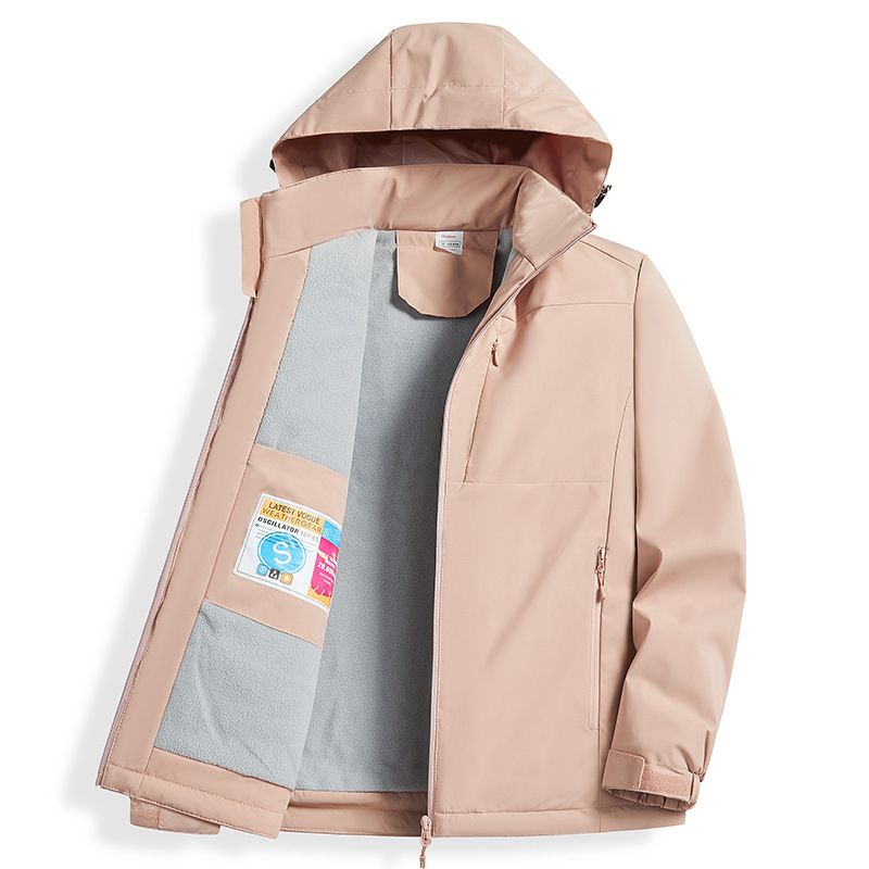 Giacca calda e spessa foderata in pile per uomo e donna, antivento, impermeabile, con cappuccio per escursioni autunnali e invernali_voghion.com