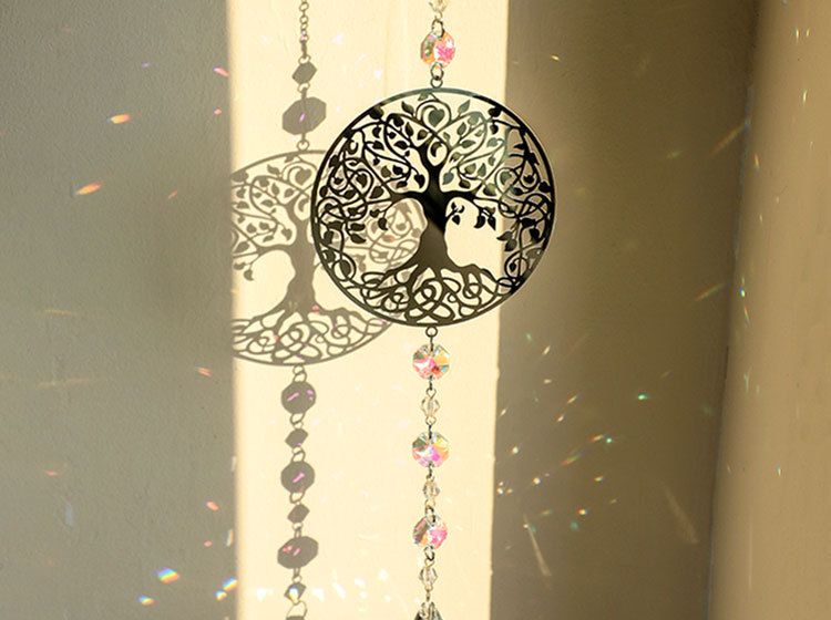 Neu Metall Baum des Lebens Natürlichen Kristall Sonnenfänger Anhänger Einfache Hause Schlafzimmer_voghion.com
