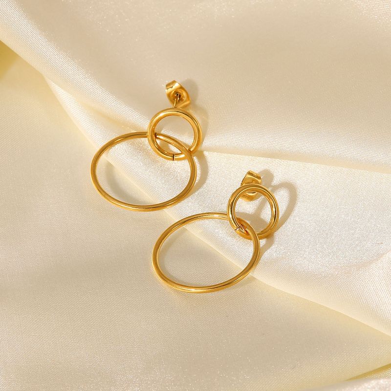Orecchini da donna in titanio e acciaio inossidabile con ciondolo a forma di anello rotondo, geometrici, alla moda, INS_voghion.com