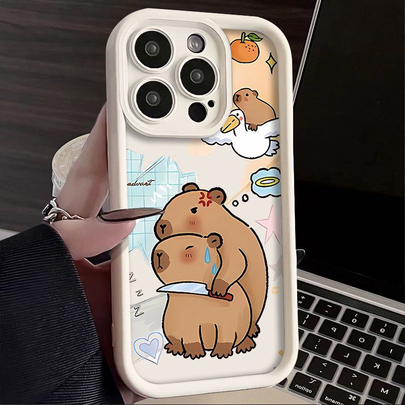 Compatible for iPhone 16 15 14 13 12 11 PRO MAX XR XS X 8 7 6 6S PLUS Full protection couple capybara case_voghion.com