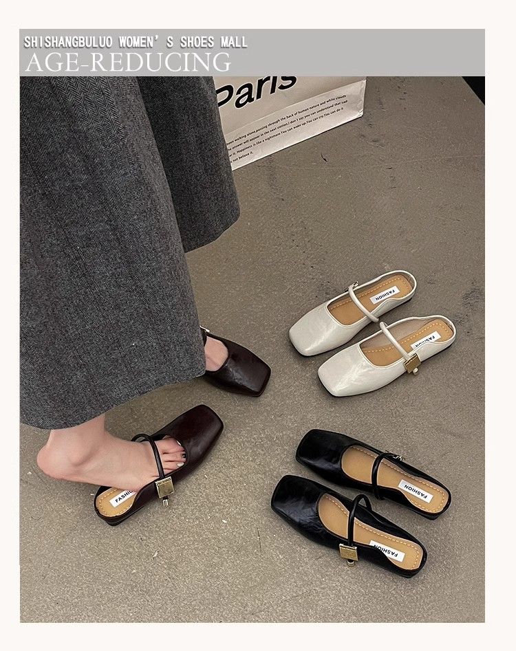 Retro Lazy One Step Internet Celebrity Sommermode Neue Stil Mule Sandalen Flache Unterseite Damen Halb Hausschuhe Outdoor Wear_voghion.com