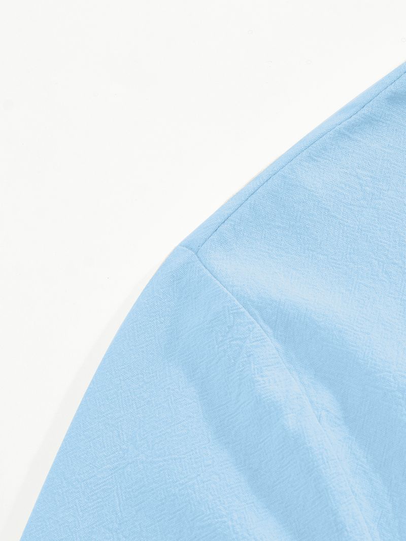 Leinenhemd im Hawaii-Stil für Herren – Atmungsaktives Freizeithemd mit Henley-Kragen und langen Ärmeln für den Sommer, leicht und knitterfrei, schmale Passform_voghion.com