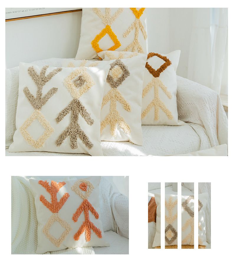 Geometric Lumbar Pillow Cover - Office & Living Room Support Cushion Case (50x50cm Multi-Purpose Breathable Fabric Hidden Zipper)_voghion.com