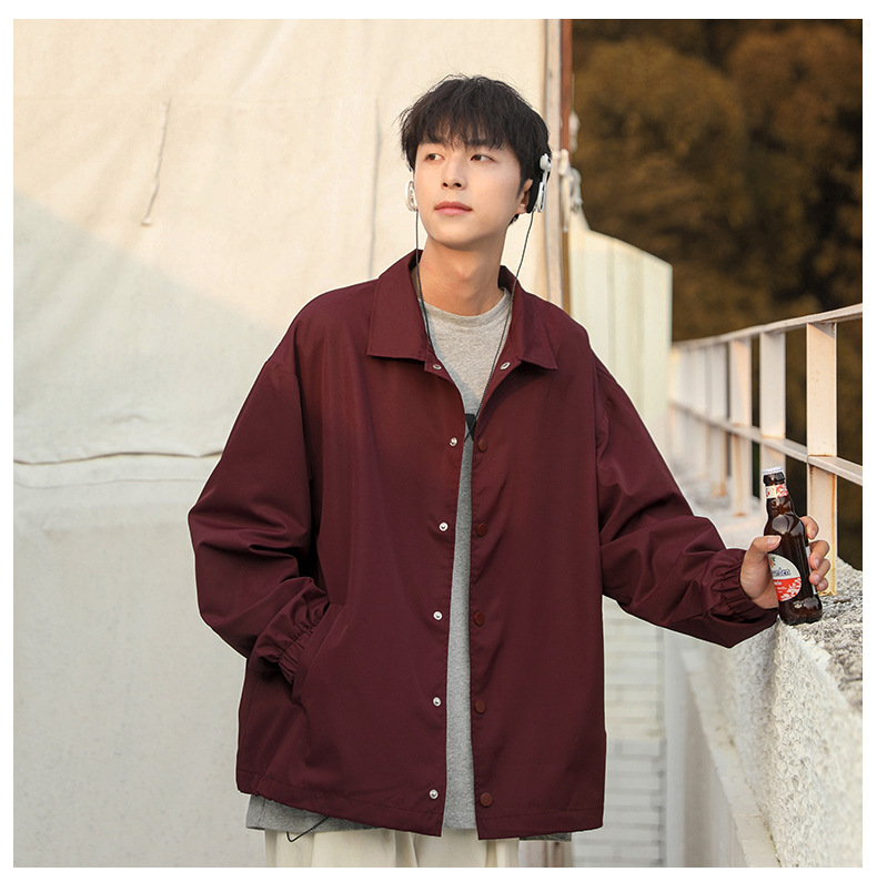 2024 New Solid Color Flip Collar Button Coat Men's Loose Fashion Brand Jacket Men's_voghion.com