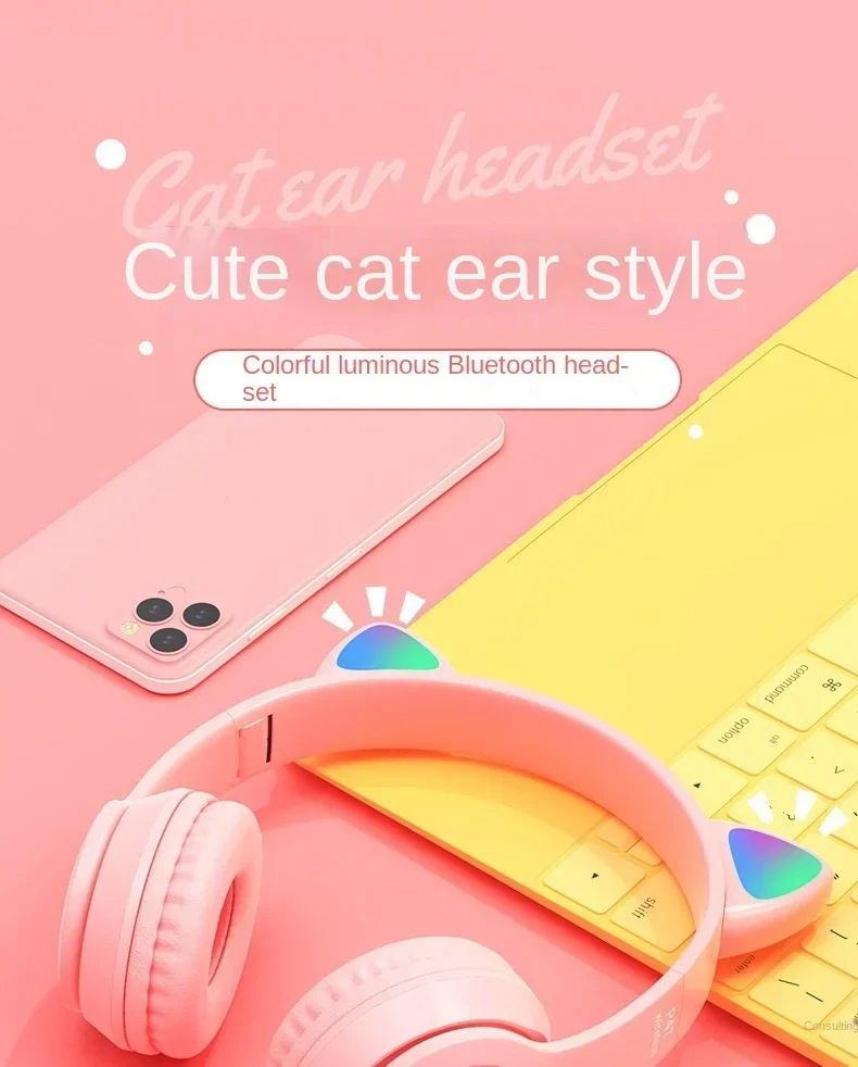 Neu P47M Bluetooth-Headset Katzenohren Heißer Verkauf Leuchtende faltbare Stereo Bluetooth 5.0 Plug-in-Kopfhörer_voghion.com