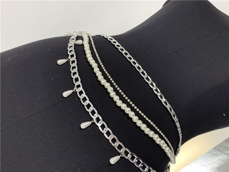 Club style publicity pearl chain mix and match multi-layer waist chain_voghion.com