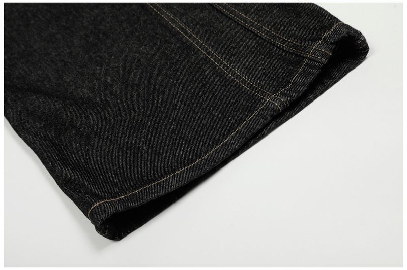 Jeans bootcut a gamba larga in denim vintage neri per uomo e donna – Pantaloni casual a gamba dritta dalla vestibilità rilassata_voghion.com