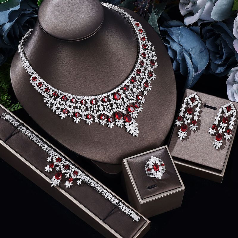 2022 Novo conjunto de joias de noiva de zircônia cúbica de 4 peças para festa feminina, conjunto de joias de casamento de cristal de Dubai de luxo_voghion.com