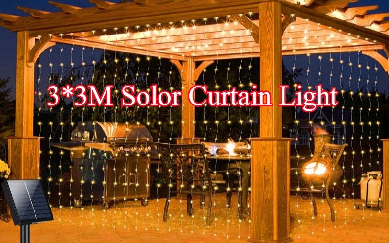 Tira de luces solares de 300 LED para exteriores, impermeable, decoración navideña para jardín, césped, árbol, patio, valla y camino._voghion.com
